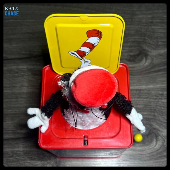 Sold Dr. Seuss Cat In The Hat Jack In The Box Schylling Tin Toy Wind Up Tested - Picture 4 of 12